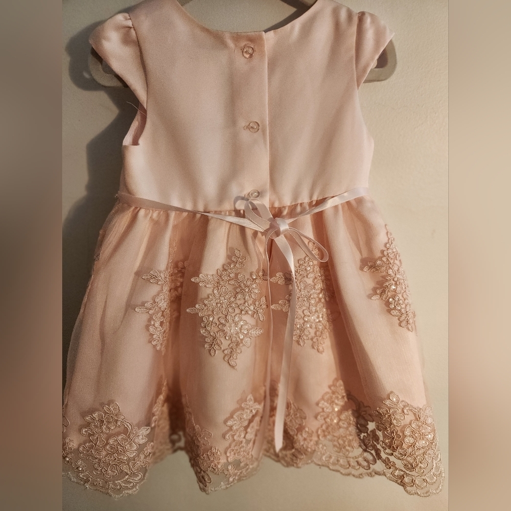 EUC Rare Editions Pink Lace Formal Dress Girls Size 18 months - Picture 2 of 7